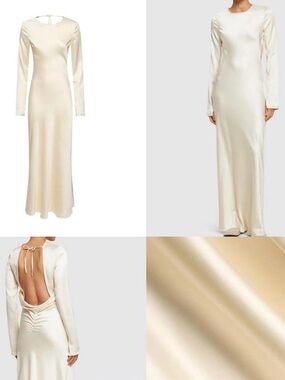 WeWoreWhat Ivory Long Sleeve Backless gown Dress NWT